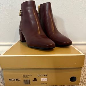 MICHAEL Michael Kors - Leather Elsa Mid Bootie - Size 7.5 - Merlot - Brand New